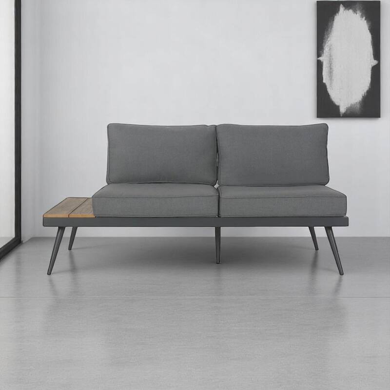 4-Piece Outdoor Mid-Century Modern Sectional Sofa Set, Aluminum Frame Patio Furniture with Accents,Cushions, Coffee Table