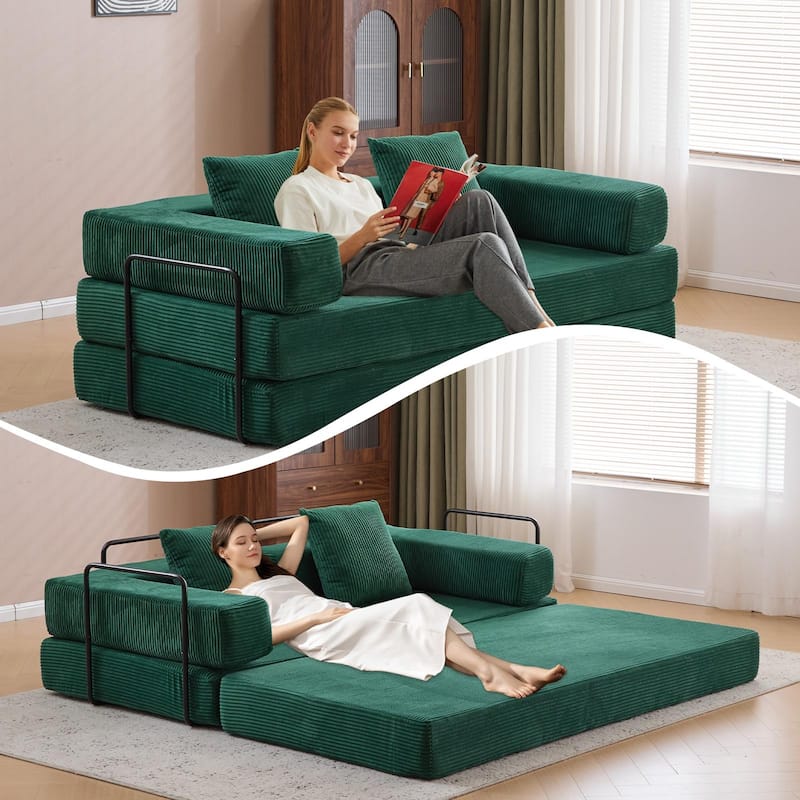 Floor Couch,Compression Sofa,Convertible Floor Sofa Bed-with Pillow Back Support Armrest,Comfy Futon Couch Lounge Sleeper Bed