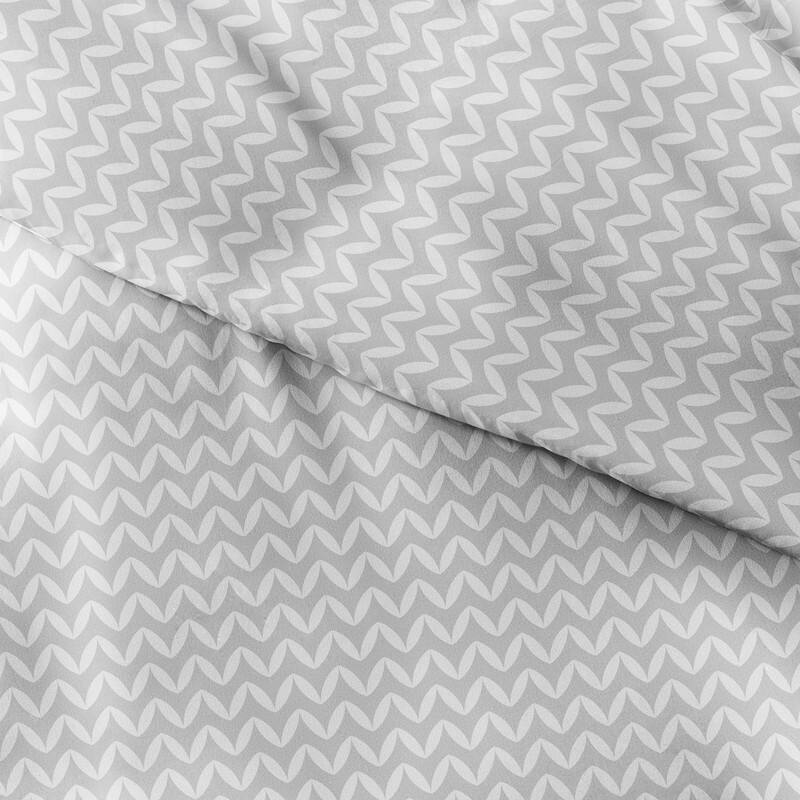 Becky Cameron Oversized 3-piece Printed Duvet Cover Set - Puffed Chevron - Light Gray - Twin - Twin XL