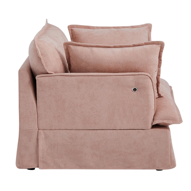 47.2" Oversized Single Sofa Chair Accent Chair with Charging Ports, Chenille Armchair Lounge Chair for Living Room Apartment