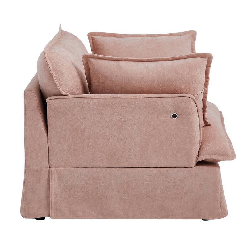 Roomfitters 47.2" Oversized Accent Chair, Chenille Armchair with Deep Wide Seat, Throw Pillows, Modern Lounge Sofa