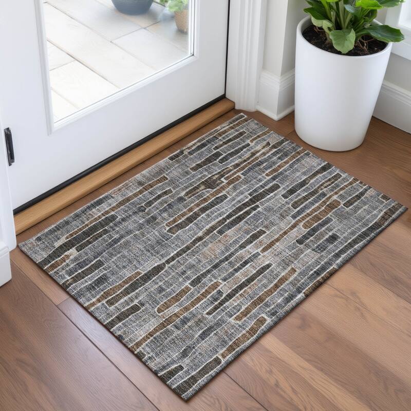 Premium Washable Super Soft Modern Stripes Mayfield Rug - Pewter - 1'8" x 2'6"