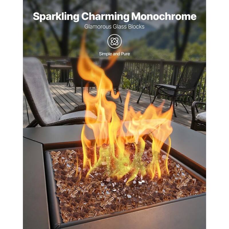 Copper Tempered Crushed Glass Fire Pit Rocks 10 lbs Heat Resistant - 1/4 inch