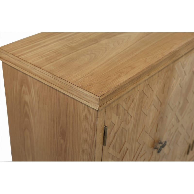 59" Accent Buffet Cabinet with 4 Doors,Natural Wood Buffet Media Console for Living Space