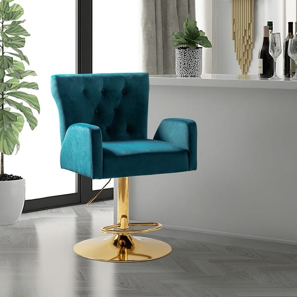 slide 2 of 78, Loreto Modern Tufted Velvet Swivel chair with Adjustable Height by HULALA HOME TEAL