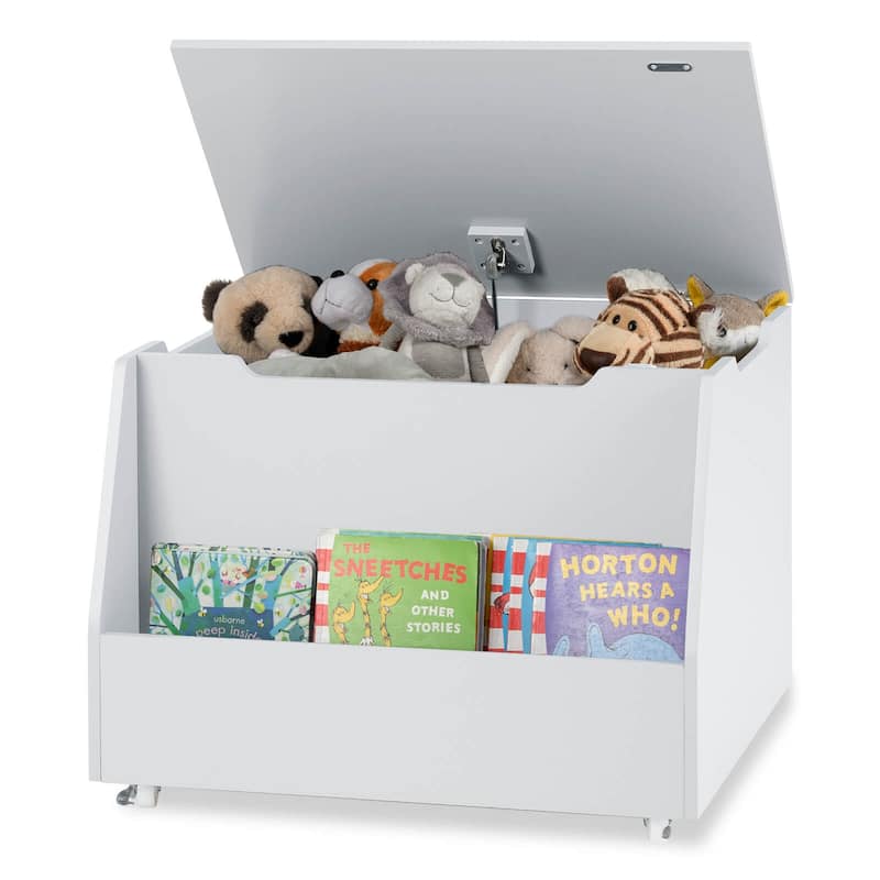 Costway Kids Toy Box Wooden Mobile Toy Storage Organizer with - See Details