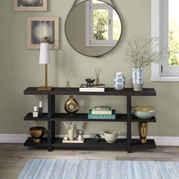 slide 2 of 24, Acosta 64'' Wide Rectangular Console Table Black Grain