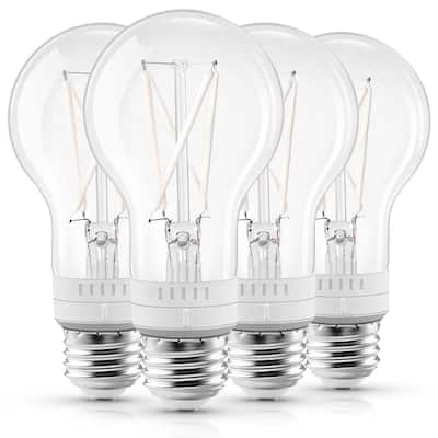 Luxrite Vintage A19 LED Light Bulb 7W=60W 5CCT Dimmable 800LM LED Edison Bulb UL E26 Base 4-Pack