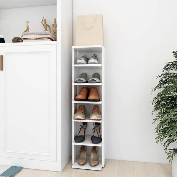 slide 2 of 7, vidaXL Shoe Cabinet Shoe Storage Organizer for Living Room Engineered Wood White