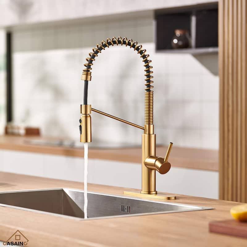 Single Handle Pull Down Sprayer Kitchen Faucet - Orange