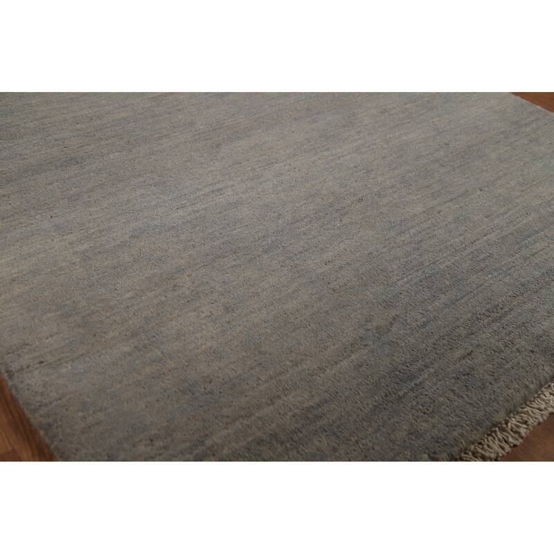 Gray Contemporary Gabbeh Oriental Foyer Rug Hand-Knotted Wool Carpet - 3'2"x 4'9"