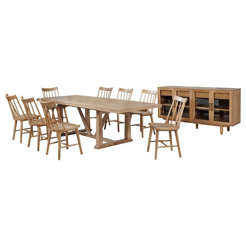 Middleton Extension Leaf Dining Set Natural Brown