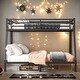 preview thumbnail 1 of 9, Black Heavy Duty Metal Full XL over King Bunk Bed for Teens and Adults