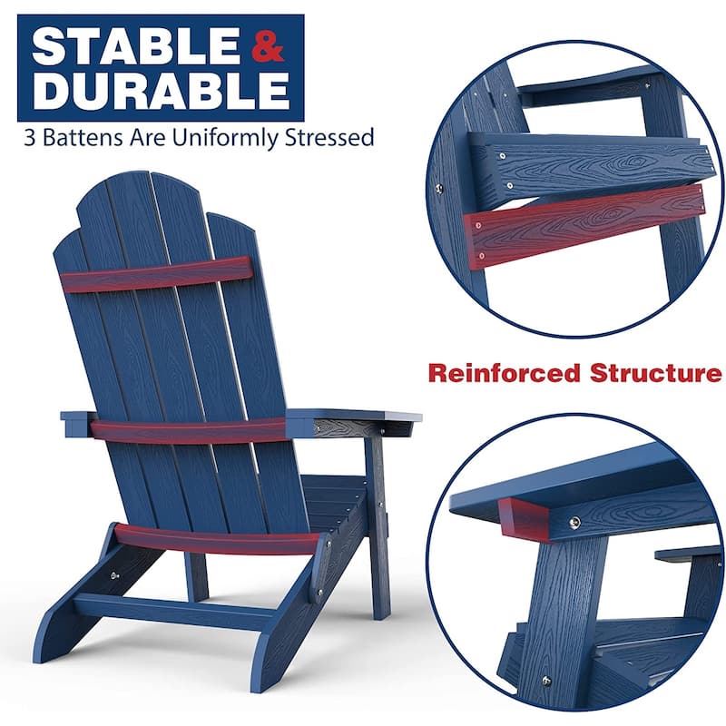 WINSOON All Weather HIPS Outdoor Folding Adirondack Chair Outdoor Garden Patio Chair