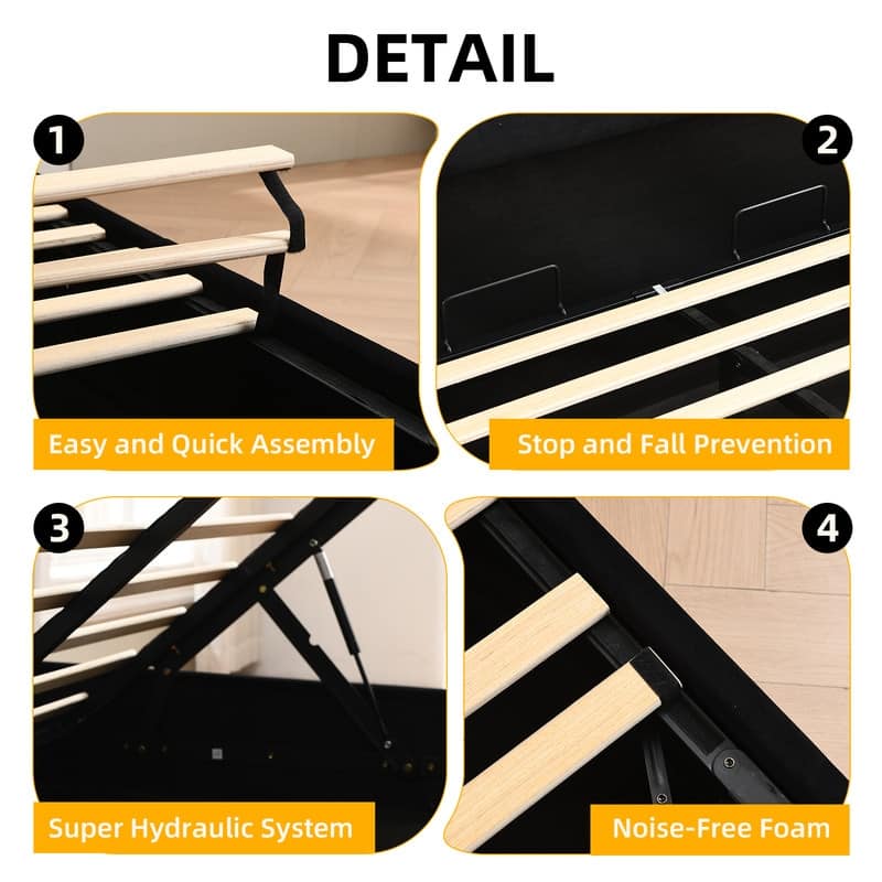 Modern Minimalist Upholstered Storage Bed with Lift-Up Platform