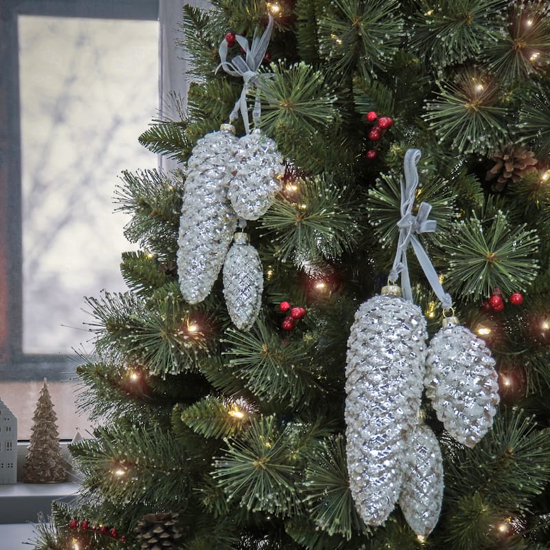 National Tree Company 8 in. HGTV Home Collection Acorn Cluster Ornaments,White, Set of 2 - 8 in