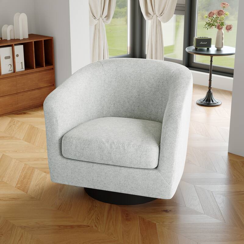Modern Upholstered Barrel Chair Swivel Accent Chair for Living Room