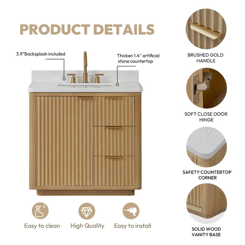 Cadiz Bath Vanity with Composite Stone Top without Mirror