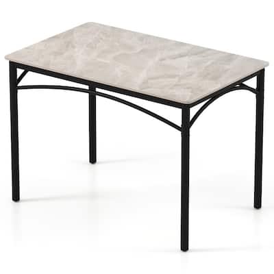Grey and Black Metal Sintered Stone Dining Table with Adjustable Foot Pads - 43" x 28" x 30"