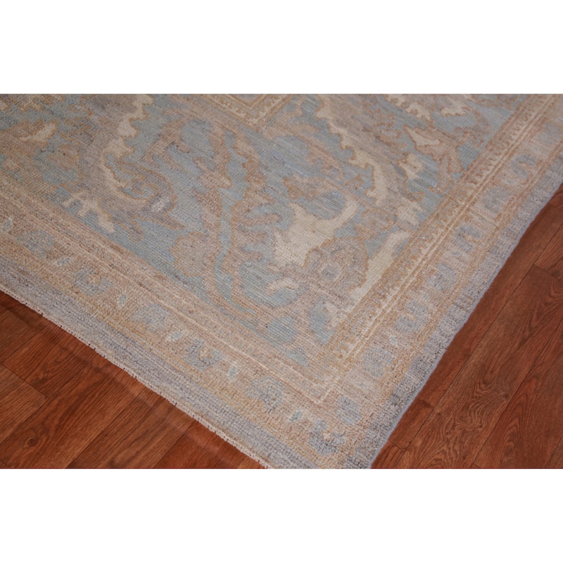 Hand Knotted Oriental 100% Wool Carpet Transitional All-Over Greys & Charcoal Oushak Area Rug - 13' 10'' X 10' 1''