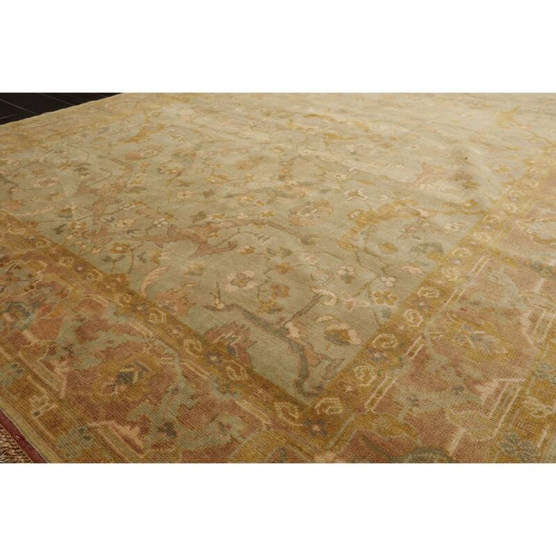 6x8'1'' Hand Knotted Mint Wool Traditional Botanical Oushak Rug - 6' x 8' 1''