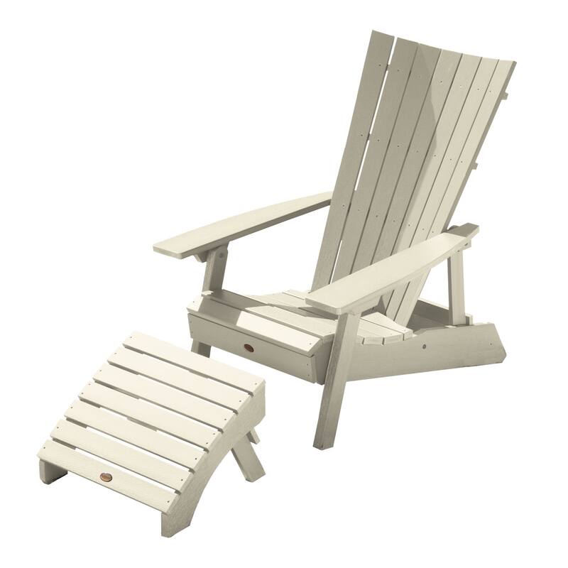 HIGHWOOD Modern Outdoor Chair and Ottoman Set - Whitewash