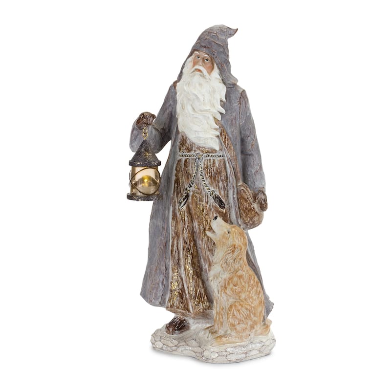Santa w/Dog Figurine - Blue