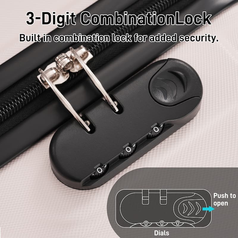 Hardshell Luggage Sets 3 Piece Double Spinner Wheels Suitcase with Handle Password Lock, Lightweight 20"+24"+28" Luggages