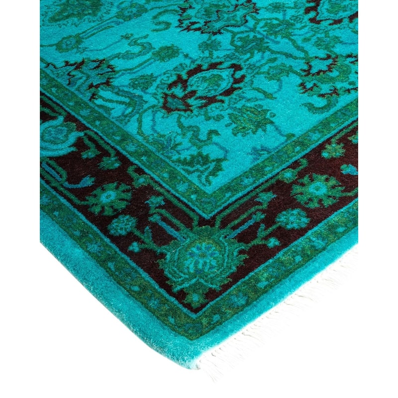 Overton Hand Knotted Wool Vintage Inspired Modern Contemporary Overdyed Blue Area Rug - 2' 9" x 4' 1"