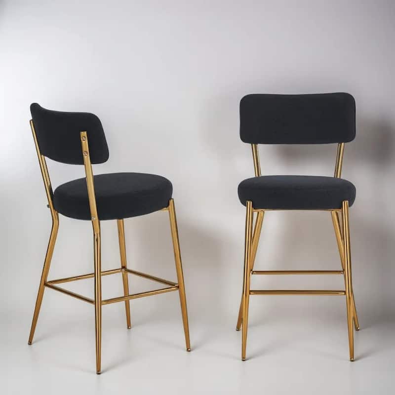 GDFStudio - Maddox Modern Metal Bar Stool with Teddy Fleece Upholstery