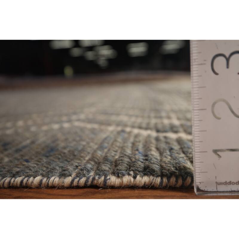 All-Over Chevron Style Moroccan Oriental Rug Hand-Knotted Wool Carpet - 11'9"x 18'7"