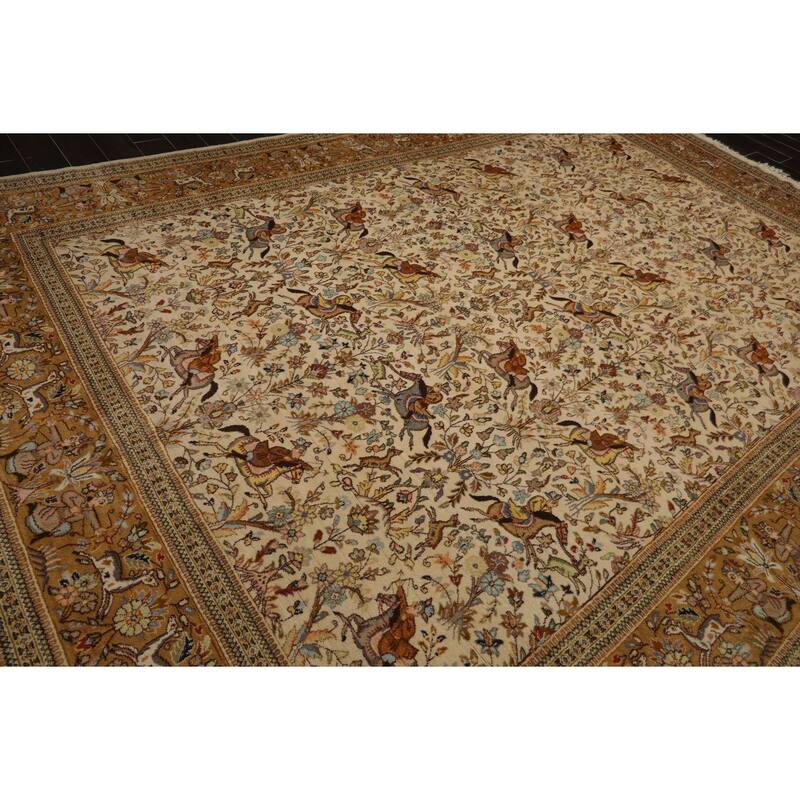 9x13'9'' Hand Knotted Ivory Wool Traditional Vintage Area Rug - 9' x 13' 9''