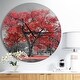 preview thumbnail 1 of 8, Designart 'Big Red Tree on Foggy Day' Oversized Floral Wall CLock 23 in. wide x 23 in. high