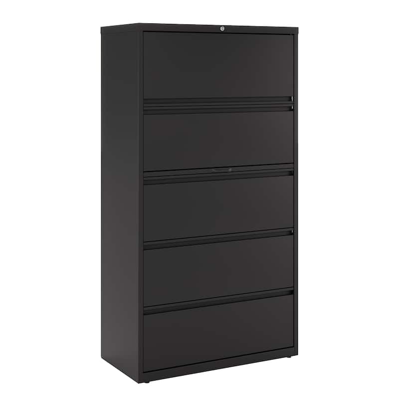 Hirsh 36-in Wide HL10000 Series 5 Drawer Lateral File Cabinet with Posting Shelf and Roll-Out Binder Storage, White