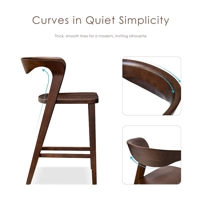 Furniture of America Abigail III Mid-century Modern Handcrafted Solid Hardwood Counter Height Dining Chairs (Set of 2)