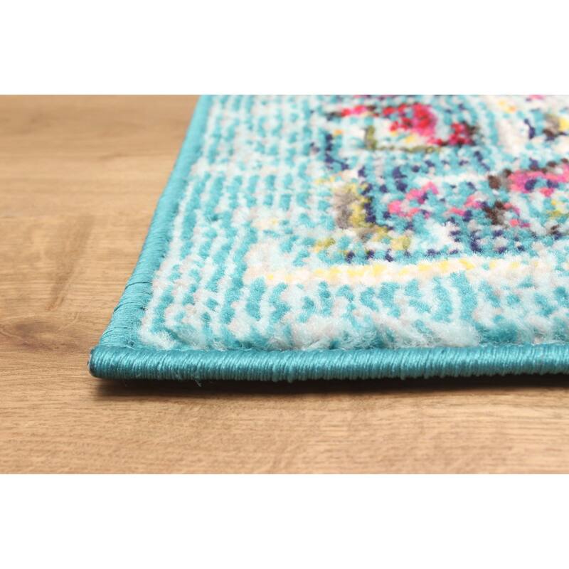 ECARPETGALLERY Machine Made Jasmine Blue Area Rug
