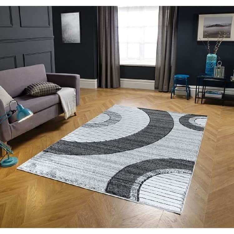 Glamour Collection Geometric Polypropylene Area Rug - 8'1'' X 10'5'' - Grey/Black
