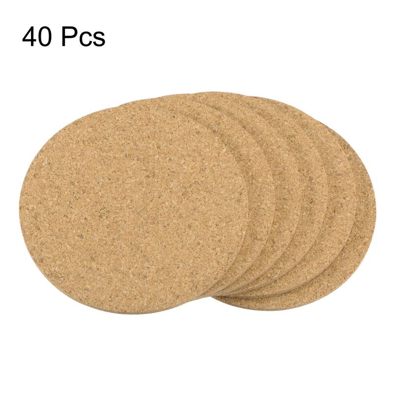 40pcs Cork Coasters Round Wooden Drinks Mats 3.5" Dia 0.12" Thick - Yellow - 3.5 x 0.12 inch