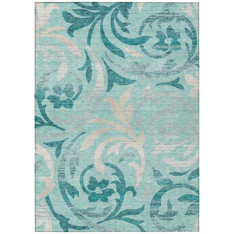HomeRoots Floral Transitional Rectangle Outdoor Rug