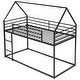 preview thumbnail 7 of 26, Twin House Bunk Bed with Slide, Ladder, and Guardrails, Metal Frame, Black