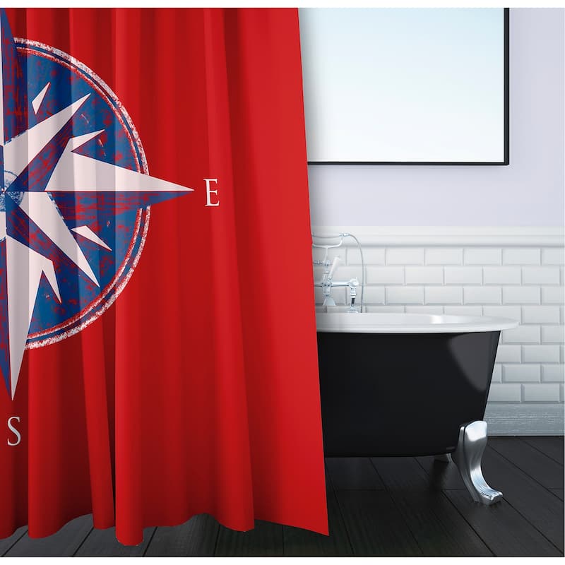 71 x 74-inch Compass Geometric Print Shower Curtain