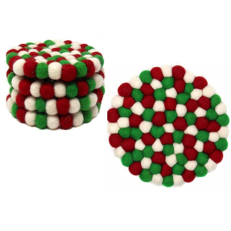 Christmas Felt Trivet and 4-piece Coasters Set