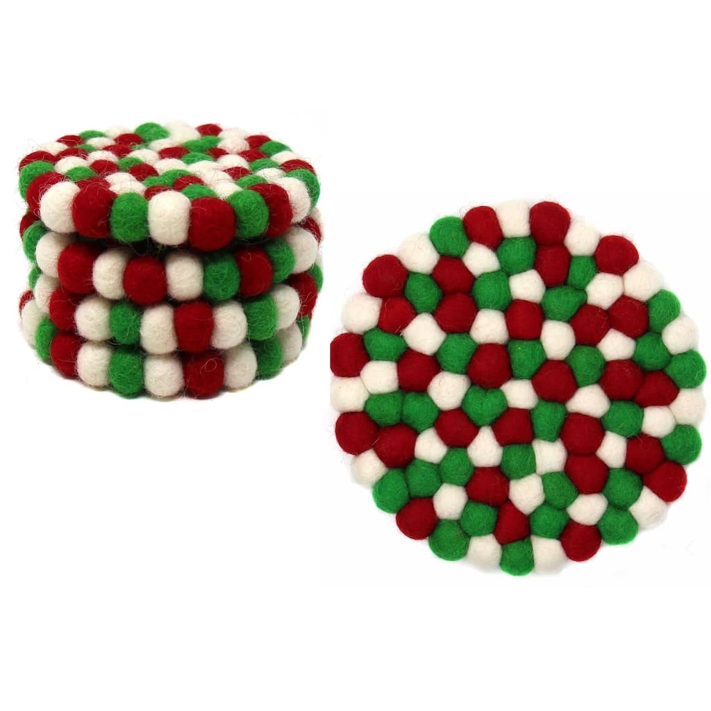 Christmas Felt Trivet and 4-piece Coasters Set
