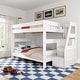preview thumbnail 18 of 22, Max and Lily Modern Farmhouse Queen Over Queen Bunk Bed With Staircase White Wash
