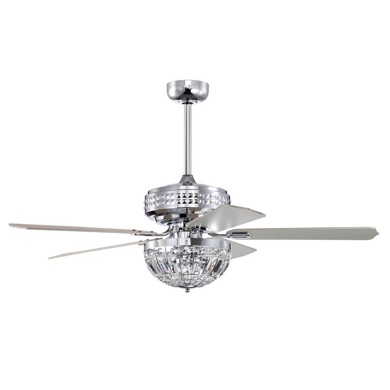 Alora 52 Inch Chrome Polished Finish Glam-Modern Style Crystal Ceiling Fan with Remote