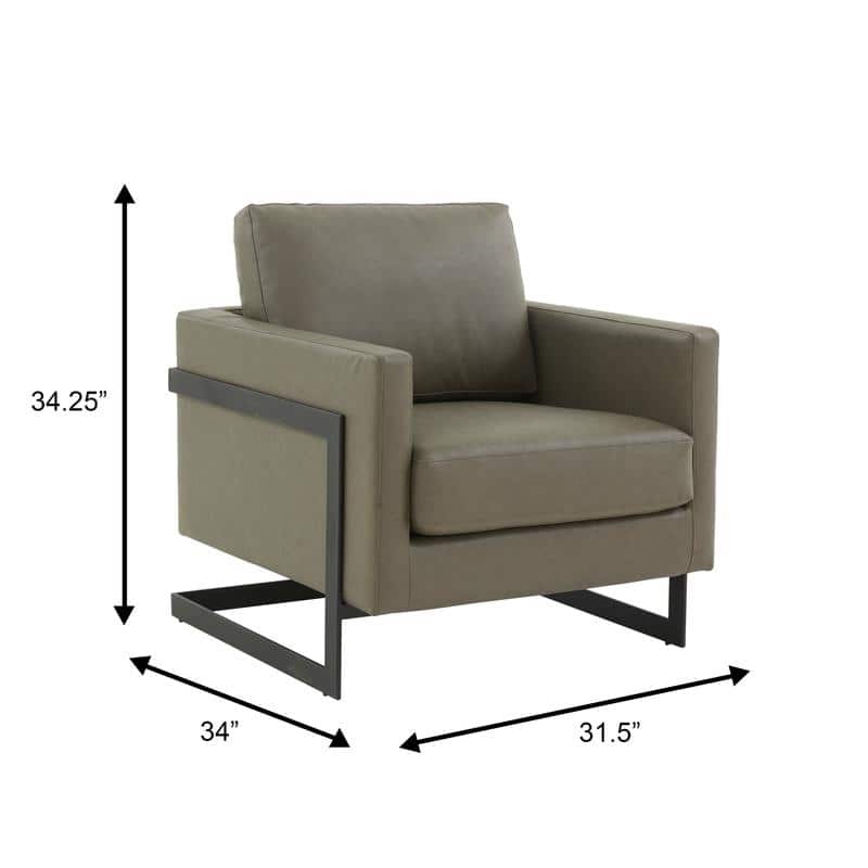 Lincoln Upholstered Leather Single-Seater Sofa Fabric Accent Chair in Black Steel Frame with Seat and Back Cushion Chair - 35"