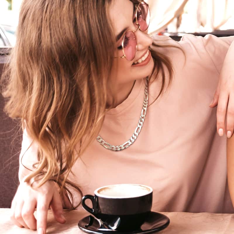 Miadora Sterling Silver Figaro Flat Necklace