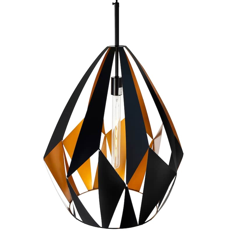Oxide 1 Light 20in Black & Copper Down Pendant - Black/Copper