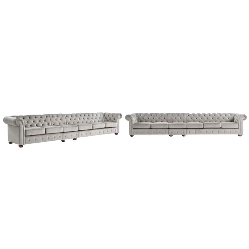 Gdansk Modular Chesterfield Sofa - 6-Seat Sofa - Grey Velvet