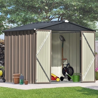 8ft x6ft Outdoor Steel Storage Shed with Lockable Doors & Vents for ...